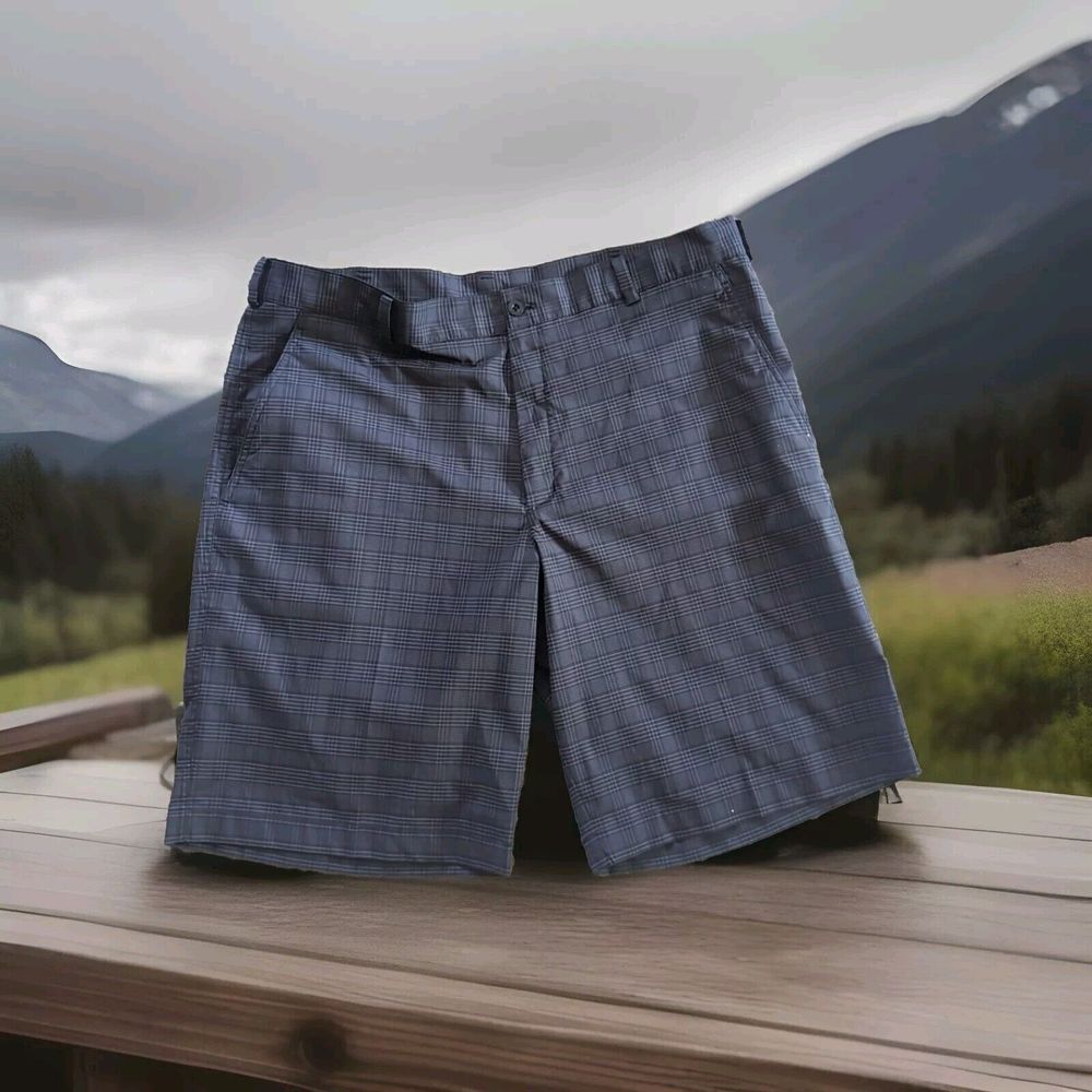 Nike Golf Shorts Mens 38 GrayBL Plaid Dri Fit Performance Moisture Wicking EUC